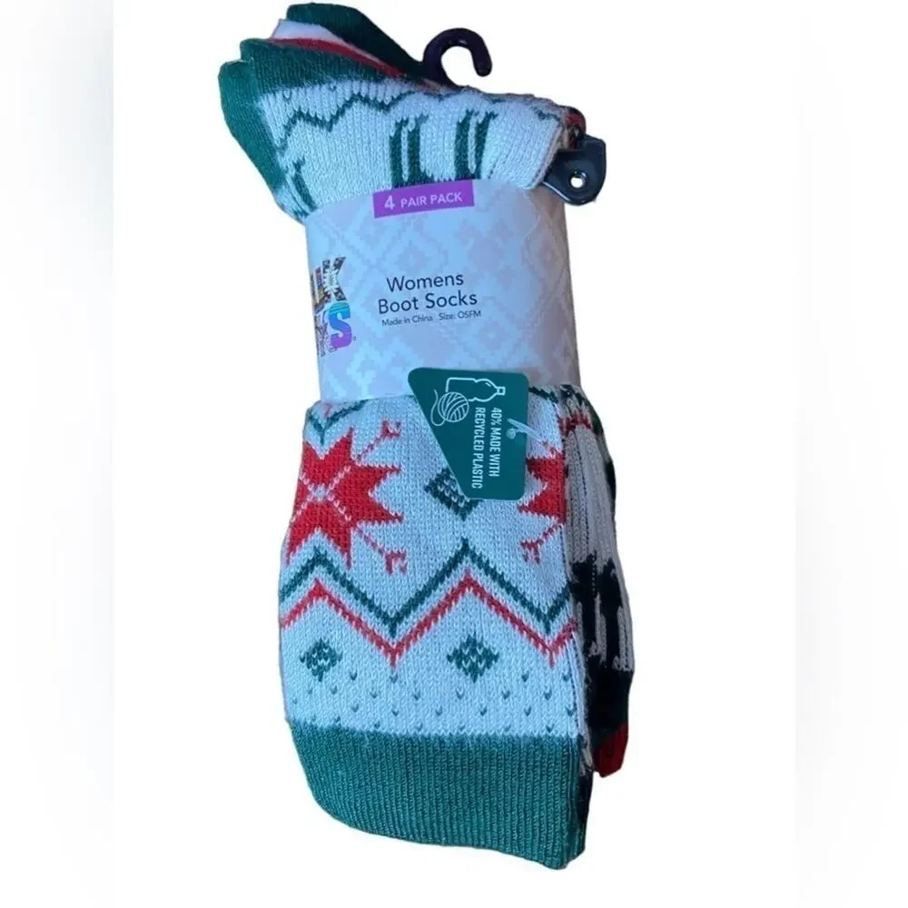 Muk Luks Women's Holiday Boot Socks One Size Fits Most - New